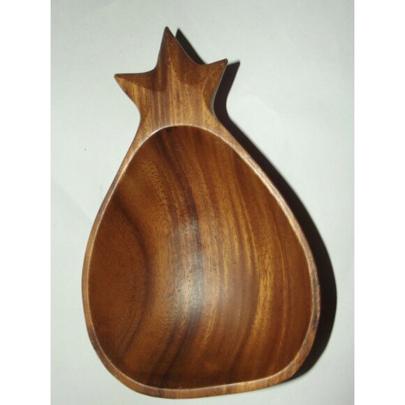 Monkey Pod Wood Pineapple 7-5/8" Bowl Serving Trinket Nut Dish MCM vtg - Picture 2 of 7